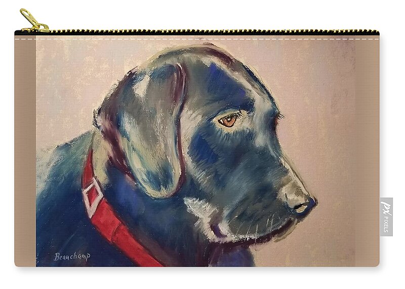 Blue Zip Pouch featuring the pastel Lab in Blue by Nancy Beauchamp