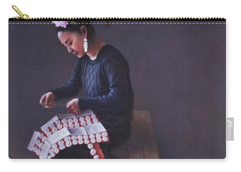 Realism Zip Pouch featuring the painting Labor of Love by Zusheng Yu