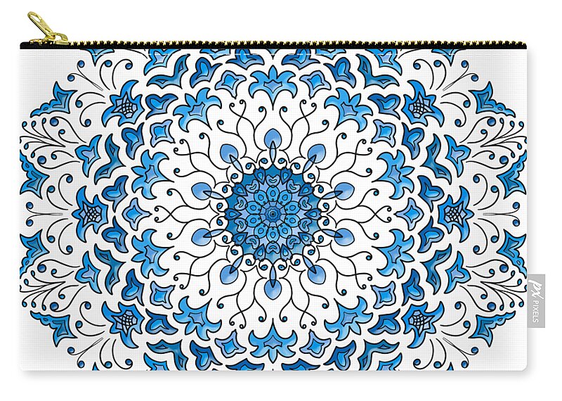 Blue Zip Pouch featuring the digital art Lace Pattern by Gaile Griffin Peers