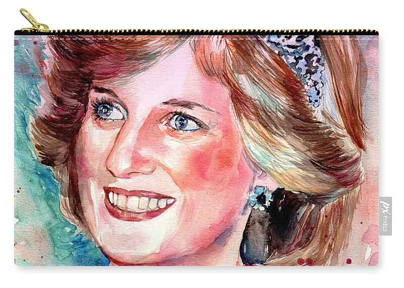Lady Diana Carry-all Pouch featuring the painting Lady Diana Portrait by Suzann Sines