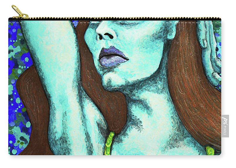 Portrait Zip Pouch featuring the painting Lady Misery by Amy E Fraser