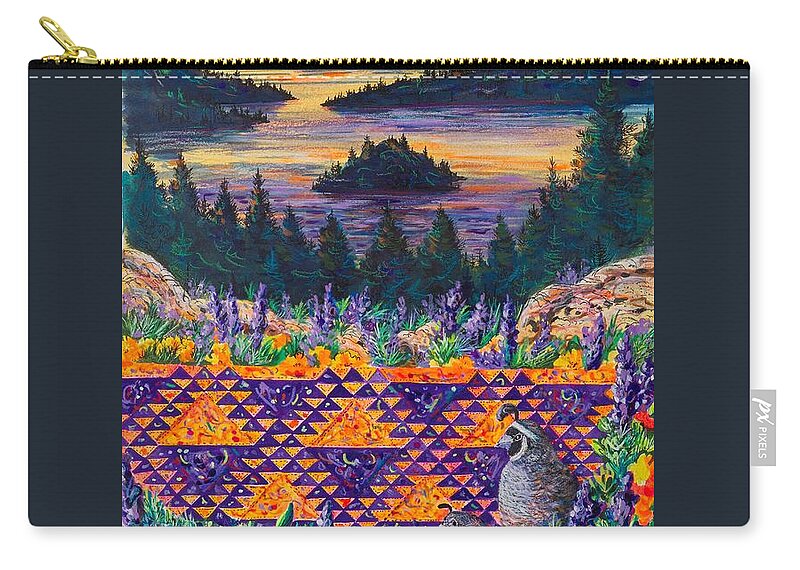 Lady Of The Lake Quilt Pattern Featuring Emerald Bay Carry-all Pouch featuring the painting Lady of the Lake by Diane Phalen
