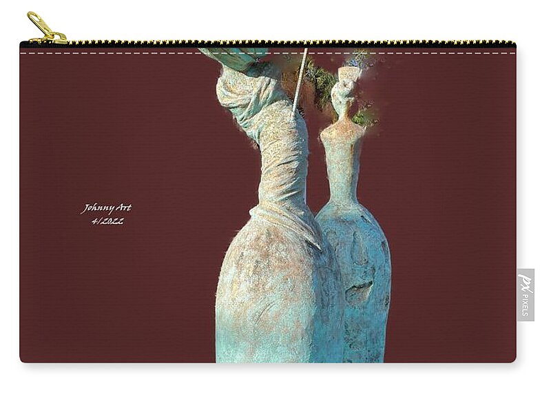 Sculpture Zip Pouch featuring the photograph Ladys at the Park by John Anderson