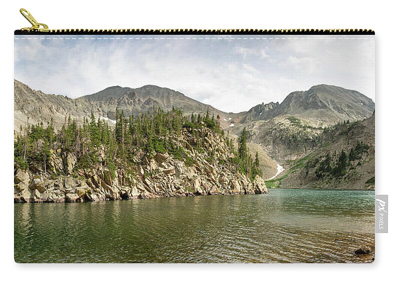 Lake Agnes Zip Pouch featuring the photograph Lake Agnes Panorama by Aaron Spong