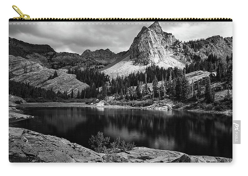 Utah Carry-all Pouch featuring the photograph Lake Blanche and the Sundial Black and White - Big Cottonwood Canyon, Utah by Brett Pelletier