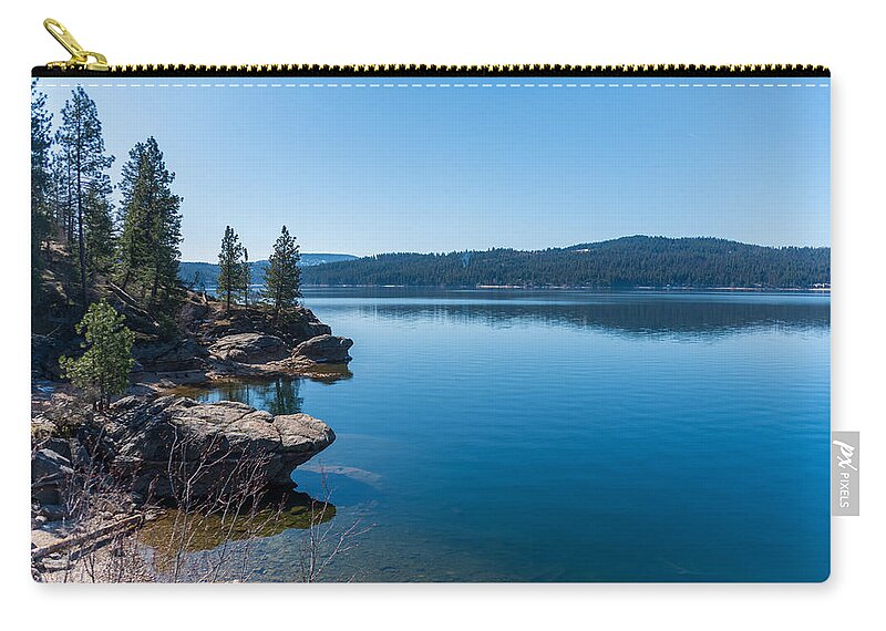 Lake Zip Pouch featuring the photograph Lake Coeur D'Alene Shore by Matthew Nelson