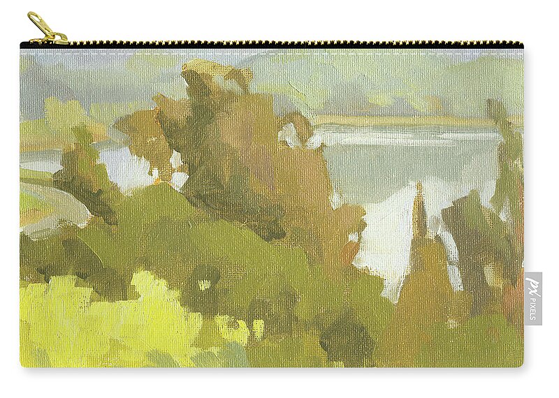 Lake Hodges Zip Pouch featuring the painting Lake Hodges - Escondido, California by Paul Strahm