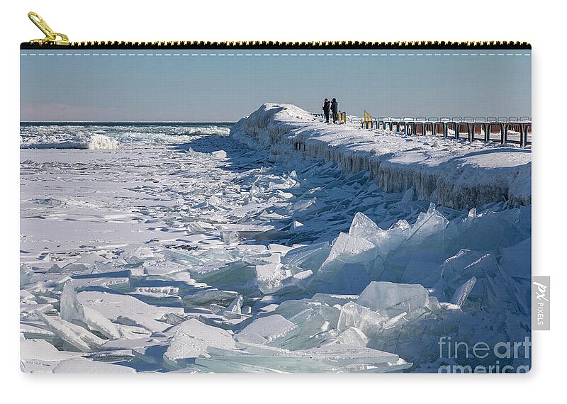 Lake Huron Zip Pouch featuring the photograph Lake Huron Ice by Jim West