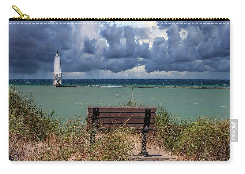Northernmichigan Zip Pouch featuring the photograph Lake Michigan Storm IMG_2578 by Michael Thomas