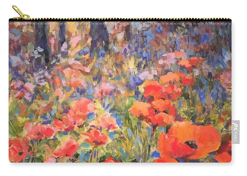 Poppies Zip Pouch featuring the painting Lake Placid Poppies by B Rossitto