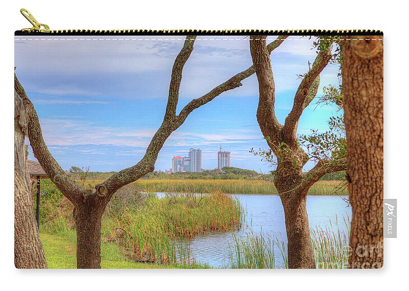 Shelby Lake Zip Pouch featuring the photograph Lake Shelby Through the Trees by Larry Braun