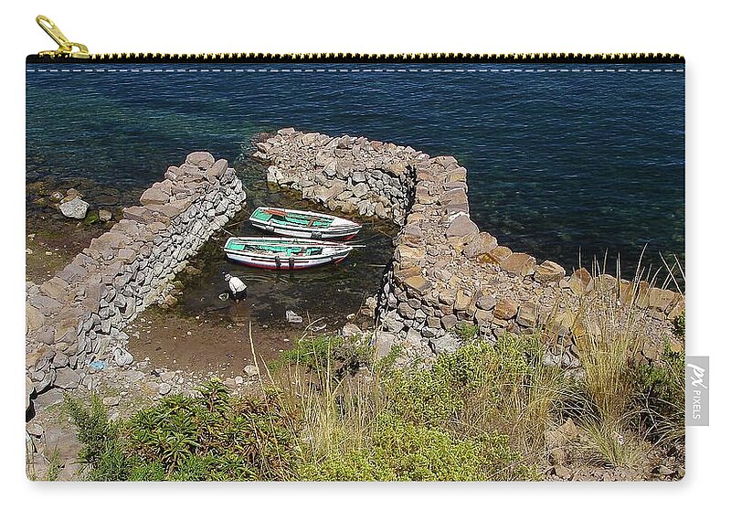 South America Zip Pouch featuring the photograph Lake Titicaca Private Marina by Doug Davidson