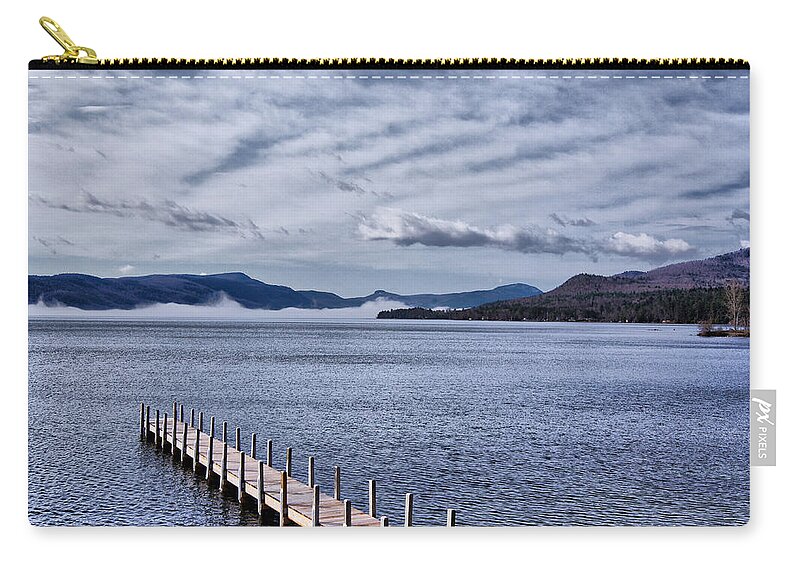 Lake Carry-all Pouch featuring the photograph Lake View Clouds and Dock by Russ Considine