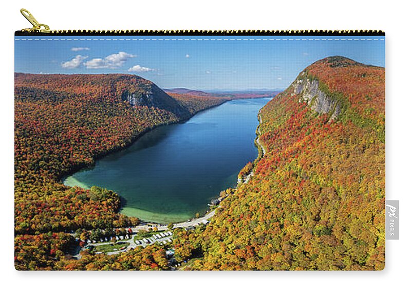 Lake Willoughby Zip Pouch featuring the photograph Lake Willoughby, Vermont 3 to 1 Panorama by John Rowe