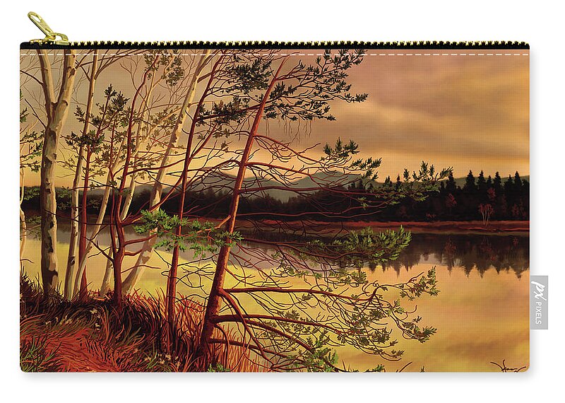 Lakeside Zip Pouch featuring the painting Lakeside by Hans Neuhart