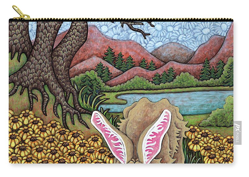 Hare Zip Pouch featuring the painting Lakeside Stroll by Amy E Fraser