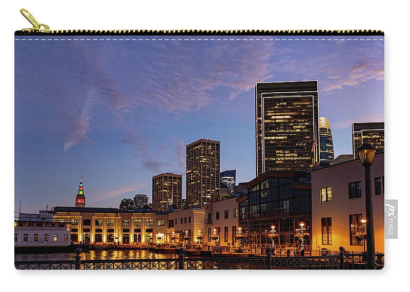 Lamplight Zip Pouch featuring the photograph Lamplight on the Waterfront by Bonnie Follett