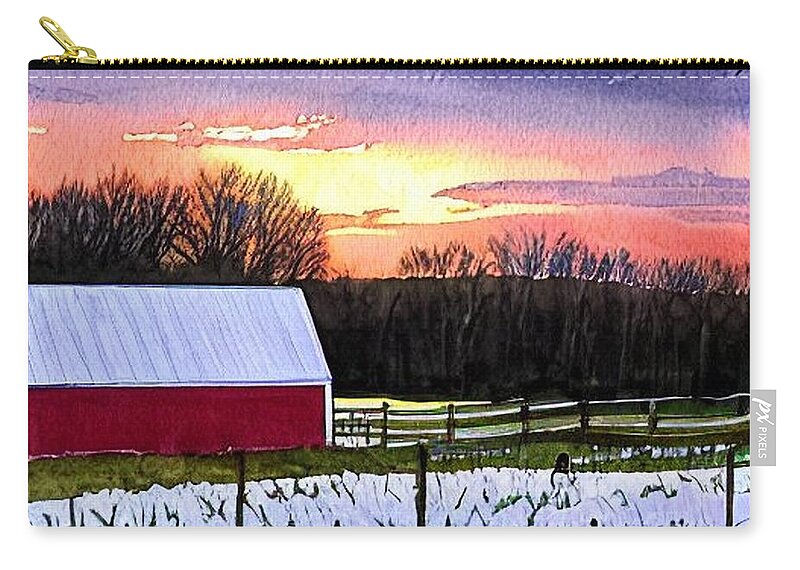 Sunrise Zip Pouch featuring the painting Lancaster County Sunrise by Christopher Lotito