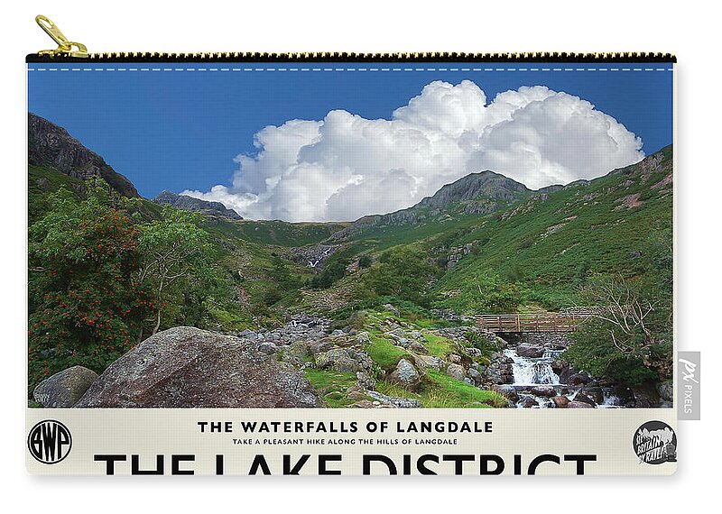 Lake District Carry-all Pouch featuring the photograph Langdale Waterfalls No3 Cream Railway Poster by Brian Watt