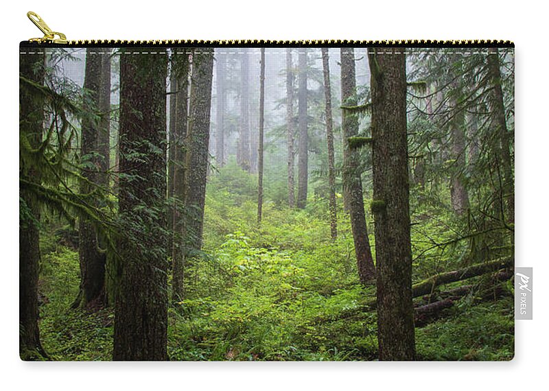 Larch Mountain Fog Zip Pouch featuring the photograph Larch Mountain Fog by Catherine Avilez