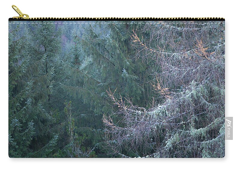 Abstract Zip Pouch featuring the photograph Larch tree with Lichen by Anita Nicholson