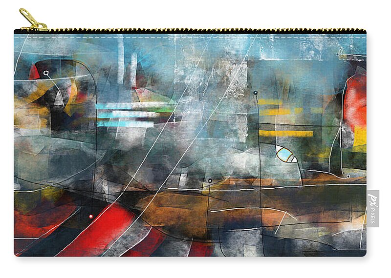 Abstract Zip Pouch featuring the painting Large Modern Colorful Abstract Art Painting - Summer In The City by iAbstractArt