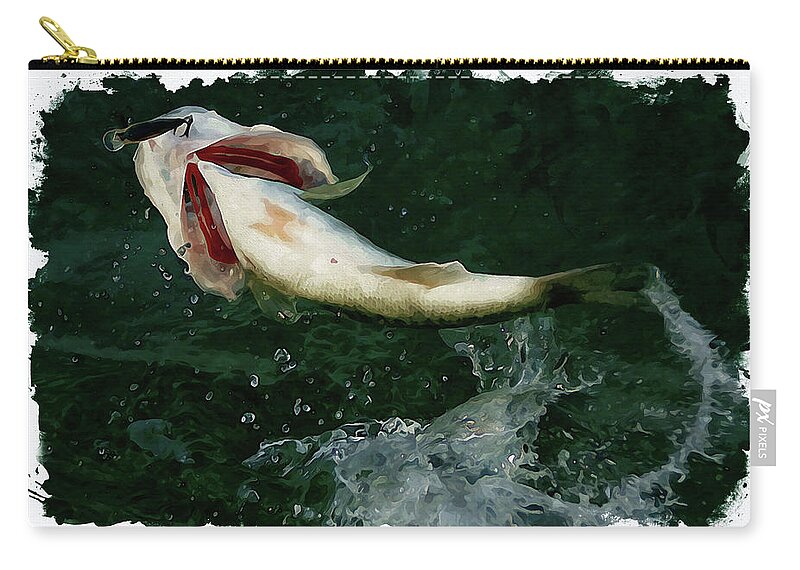 Jumping Carry-all Pouch featuring the digital art Largemouth airborne by Chauncy Holmes