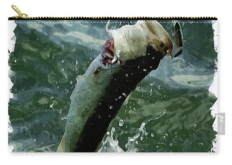 Jumping Carry-all Pouch featuring the digital art Largemouth trying to get away by Chauncy Holmes