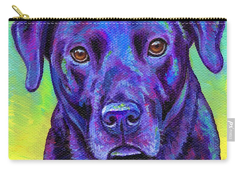 Labrador Retriever Carry-all Pouch featuring the painting Larry the Labrador by Rebecca Wang