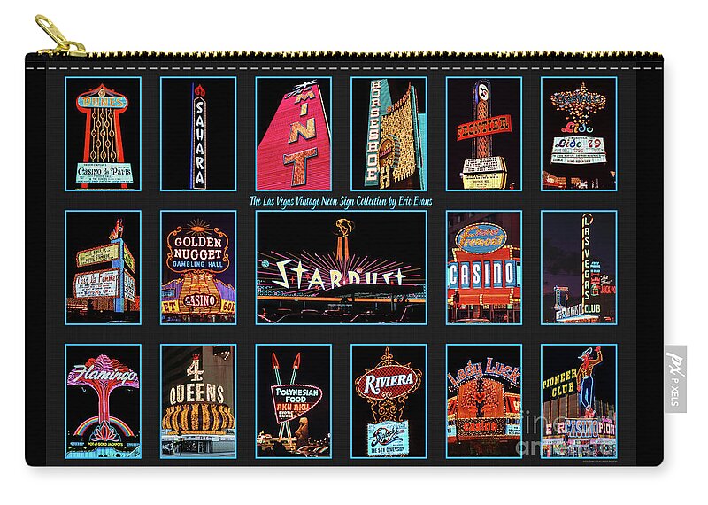 Las Vegas Neon Signs Zip Pouch featuring the photograph Las Vegas Vintage Neon Signs Collection Slides Featuring The Stardust Casino by Aloha Art