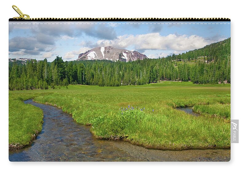 Alpine Zip Pouch featuring the photograph Lassen Peak and Kings Creek by Jeff Goulden