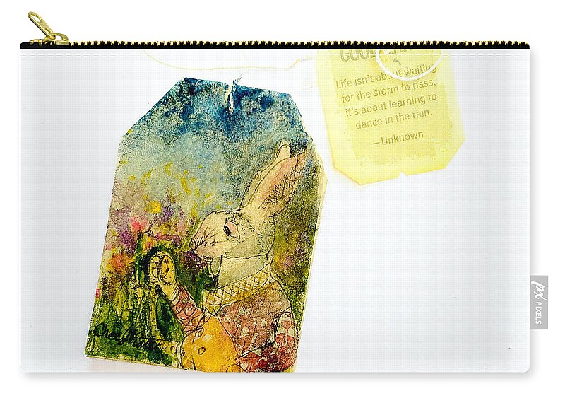 Tea Zip Pouch featuring the painting Late Again by Cheryl Prather