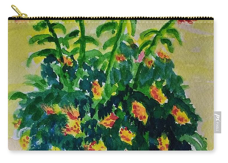 Flowers Zip Pouch featuring the painting Late Blossoms by Walt Brodis