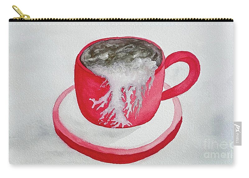 Latte Zip Pouch featuring the painting Latte in a Red Mug by Lisa Neuman