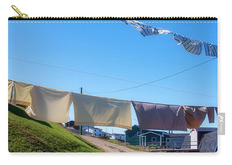 Laundry Zip Pouch featuring the photograph Laundry morning in Newfoundland by Tatiana Travelways