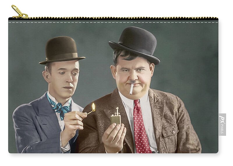 Laurel And Hardy Carry-all Pouch featuring the photograph Laurel and Hardy by Franchi Torres