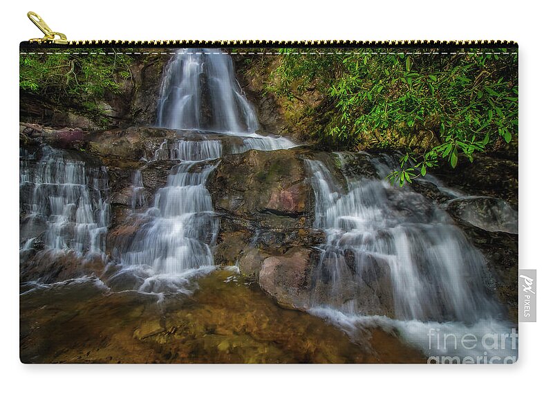 Laurel Falls Zip Pouch featuring the photograph Laurel Falls in Great Smoky Mountains by Shelia Hunt