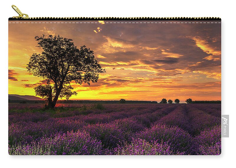 Bulgaria Carry-all Pouch featuring the photograph Lavender Sunrise by Evgeni Dinev