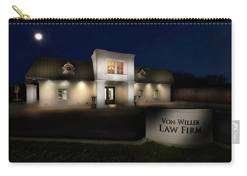 Law Zip Pouch featuring the photograph Law Office Lightpainting by Steve Templeton