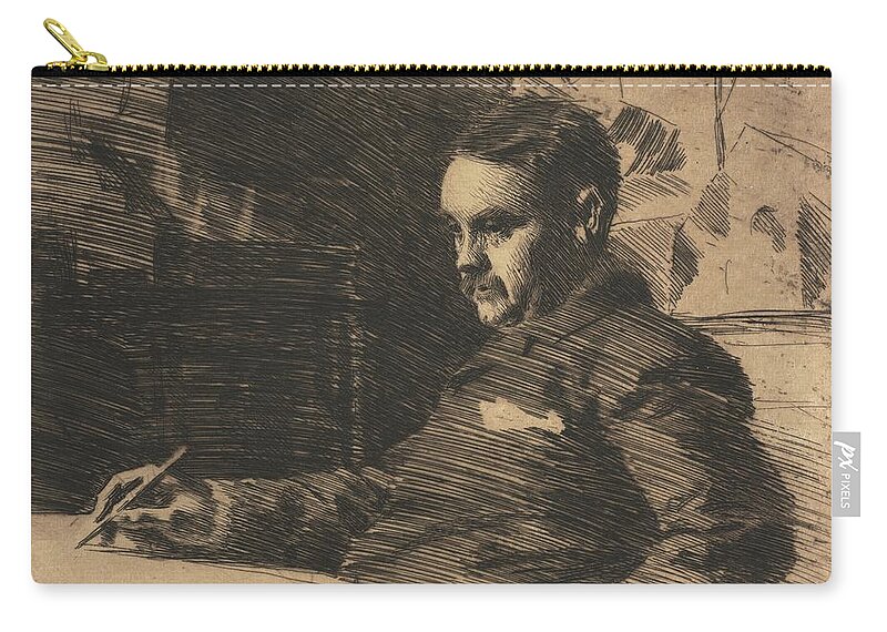 Lawyer Wade 1890 Anders Zorn Zip Pouch featuring the painting Lawyer Wade 1890 Anders Zorn by MotionAge Designs