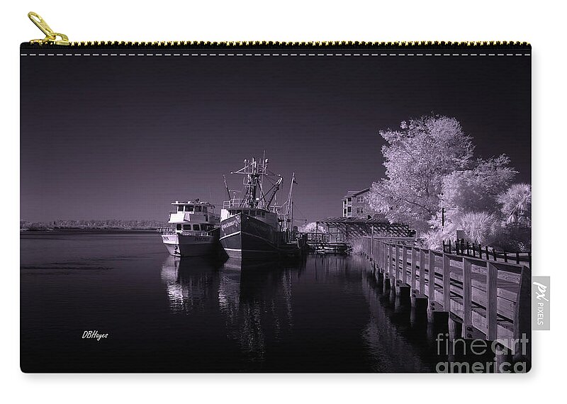 Aquatic Zip Pouch featuring the photograph Lazy Evening - A Black and White Infrared Seascape by DB Hayes