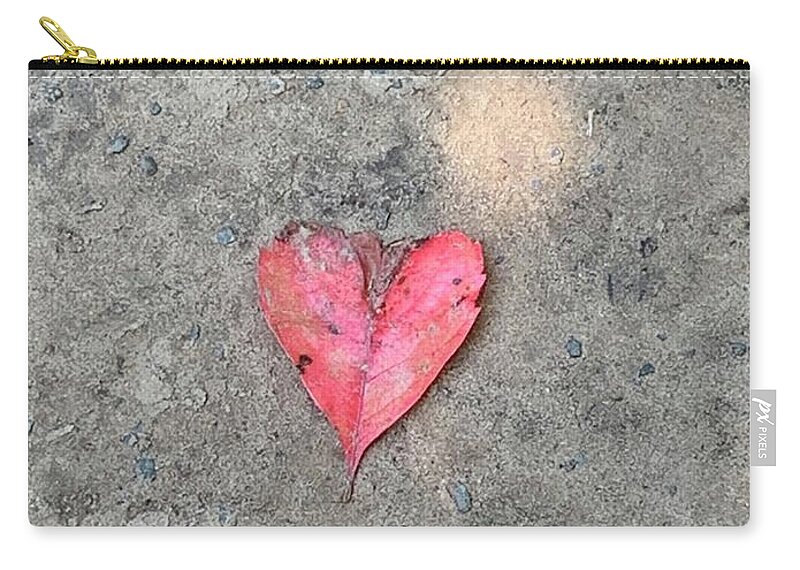  Zip Pouch featuring the photograph Leaf Heart by Annamaria Frost