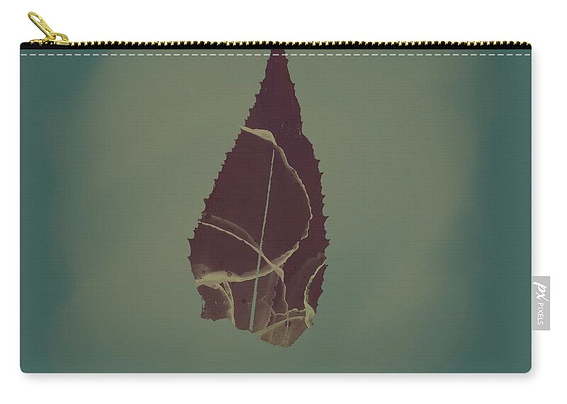 Leaf Zip Pouch featuring the mixed media Leaf Portrait 1 Red Gold Green by Itsonlythemoon -