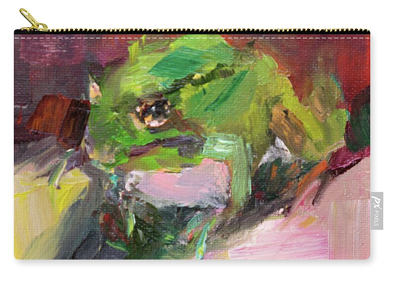 Frogs Zip Pouch featuring the painting Leap Ahead III by Radha Rao