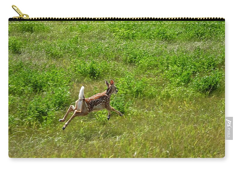 Fawn Zip Pouch featuring the photograph Leaps and Bounds by Amanda R Wright