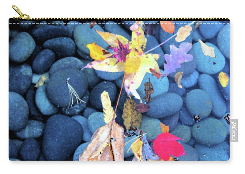 Stones Zip Pouch featuring the photograph Leaves and Stones 0928 by Carolyn Stagger Cokley