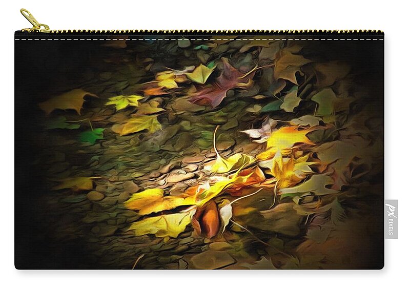 Leaves Carry-all Pouch featuring the photograph Leaves in the Creek by Christopher Reed