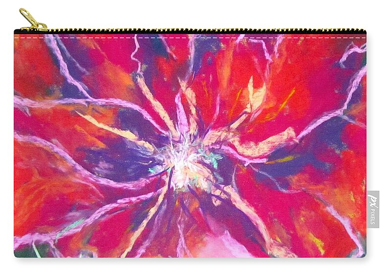 Red Carry-all Pouch featuring the pastel Lefthand Abstracts Series #3 - Red Fora Macro by Barbara O'Toole