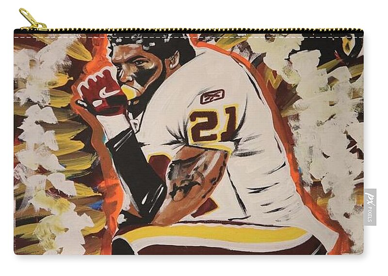 Sean Taylor Zip Pouch featuring the painting Legendary Sean by Antonio Moore