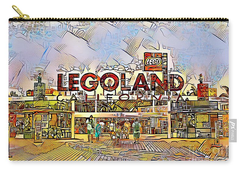 Wingsdomain Zip Pouch featuring the photograph Legoland in Rough Lines and Vibrant Contemporary Golden Colors 20200821 by Wingsdomain Art and Photography